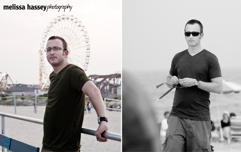 husband at the beach