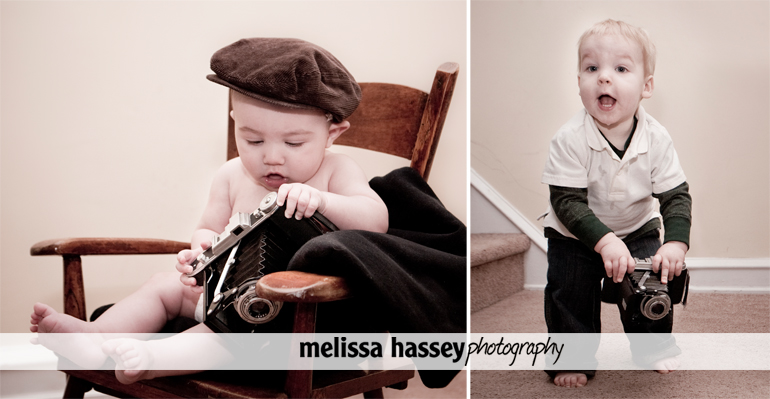 kids with vintage camera