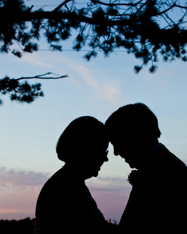 silhoutte of  wedding couple