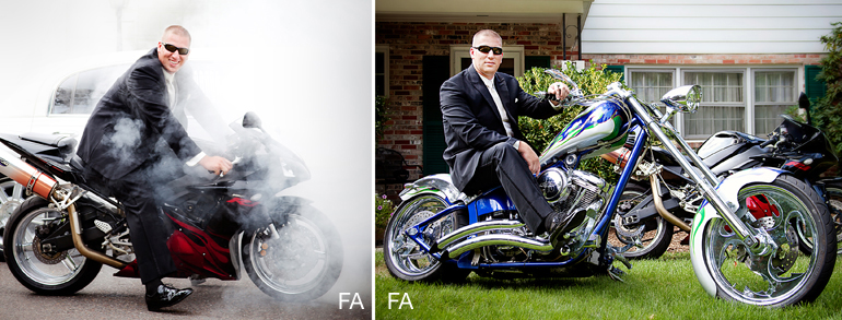 groom on motorcycle